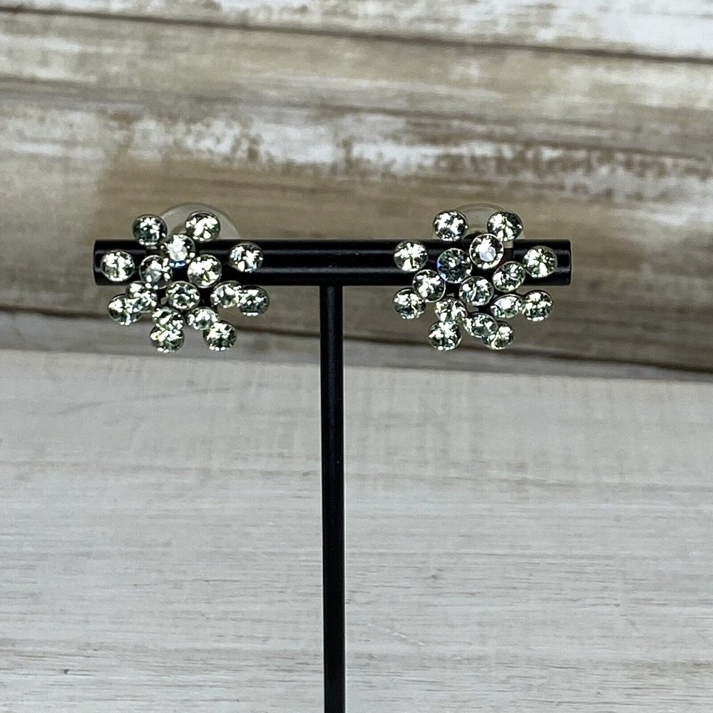 Vintage Konplott Earrings Green Colored Stones Antique Bronze - Germany